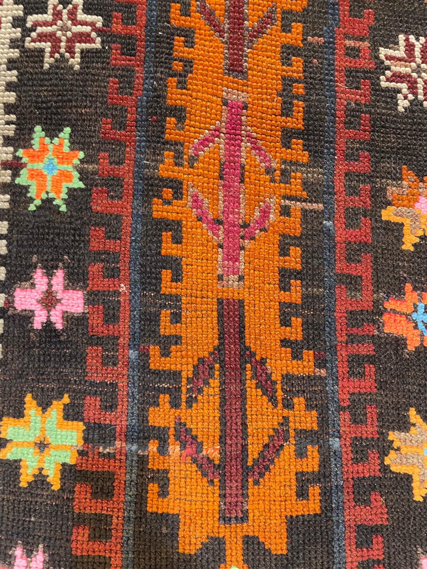 Hand-Knotted Wool Runner Turkish Oushak 3'6" x 10'8"