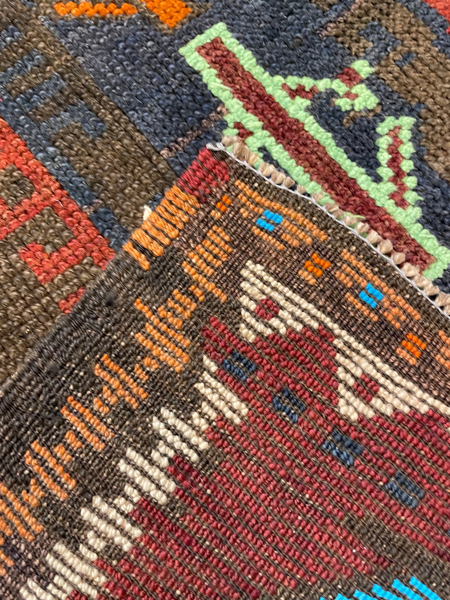 Hand-Knotted Wool Runner Turkish Oushak 3'6" x 10'8"