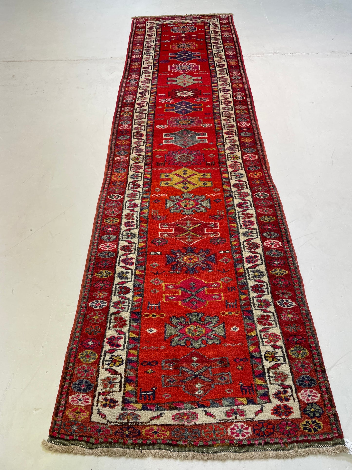 Hand-Knotted Wool Runner Turkish Oushak 2'11" x 9'4"