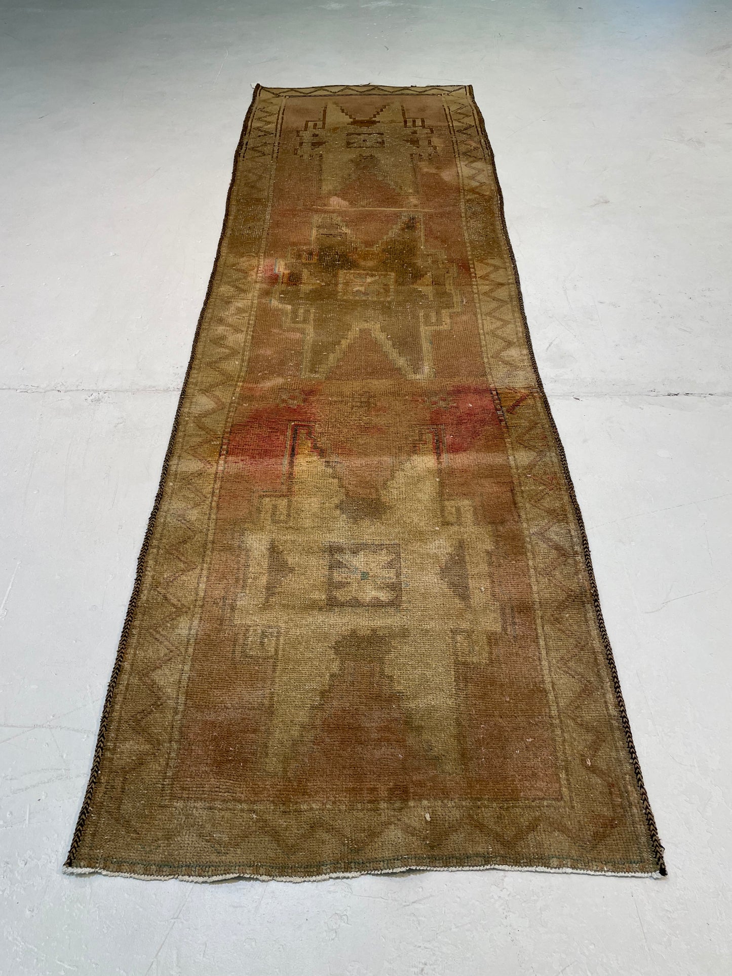 Hand-Knotted Wool Runner Turkish 3'3" x 10'9"
