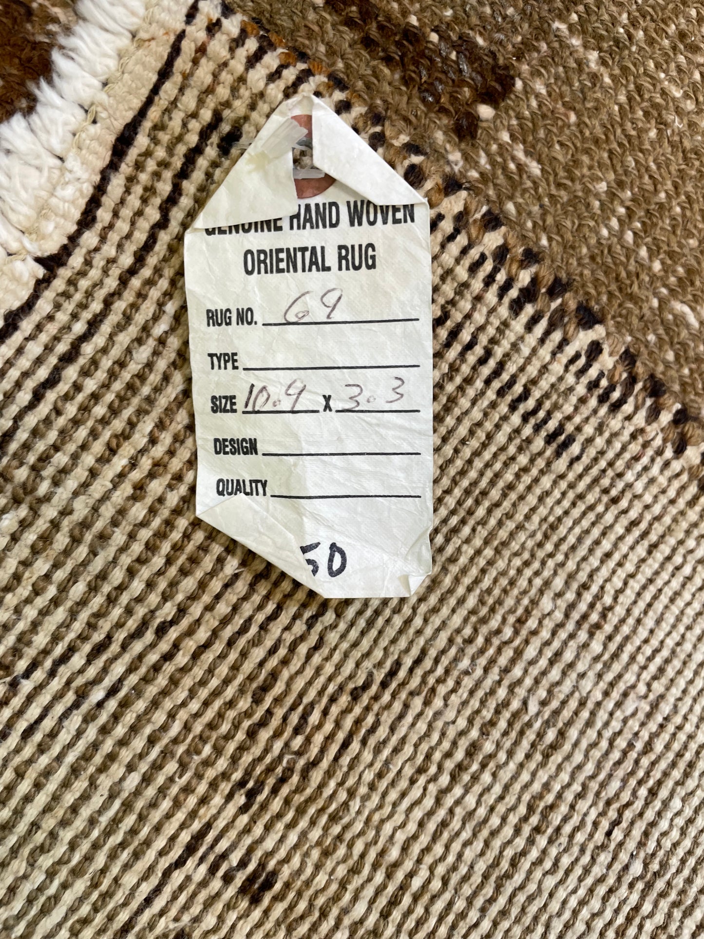 Hand-Knotted Wool Runner Turkish 3'3" x 10'9"