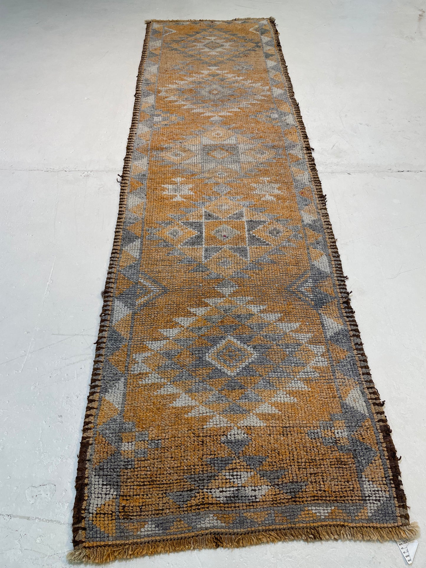 Hand-Knotted Wool Runner Turkish Oushak 3'1" x 10'10"