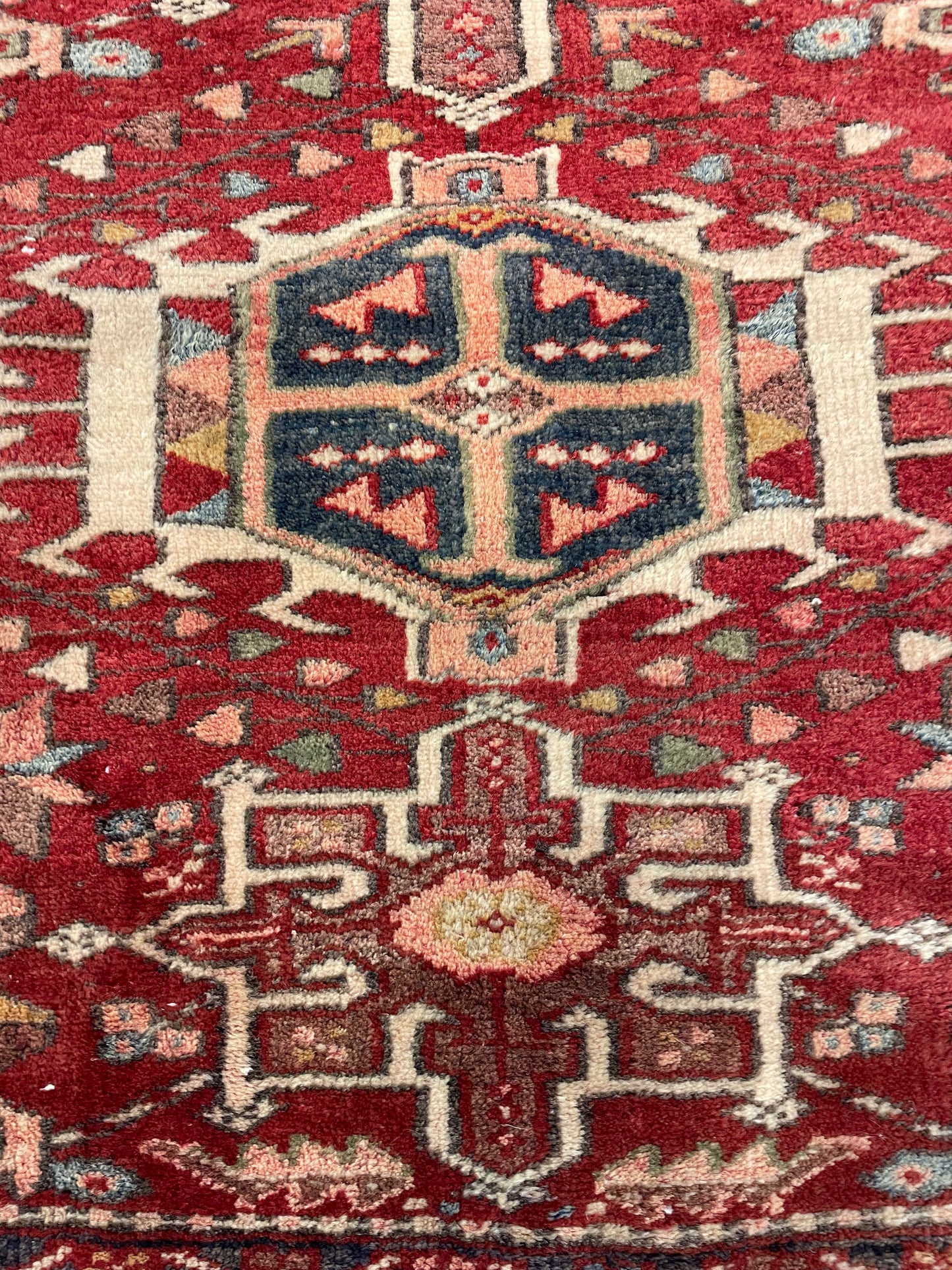 Antique Hand-Knotted Wool Runner Heriz Karajeh 2'9" x 14'10"