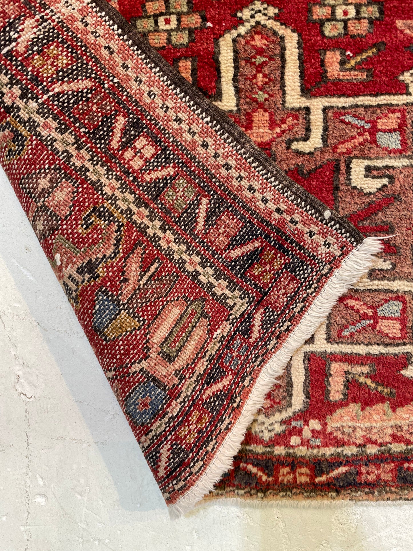 Antique Hand-Knotted Wool Runner Heriz Karajeh 2'9" x 14'10"