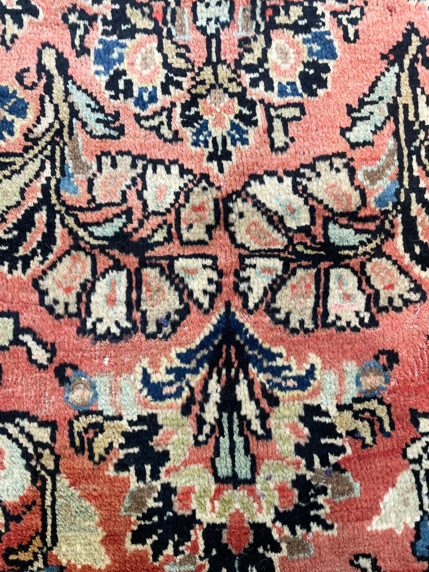 Antique Hand-Knotted Wool Runner Mahal 3'2" x 10'2"