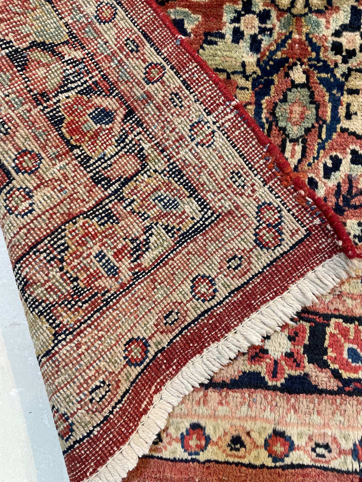 Antique Hand-Knotted Wool Runner Mahal 3'2" x 10'2"