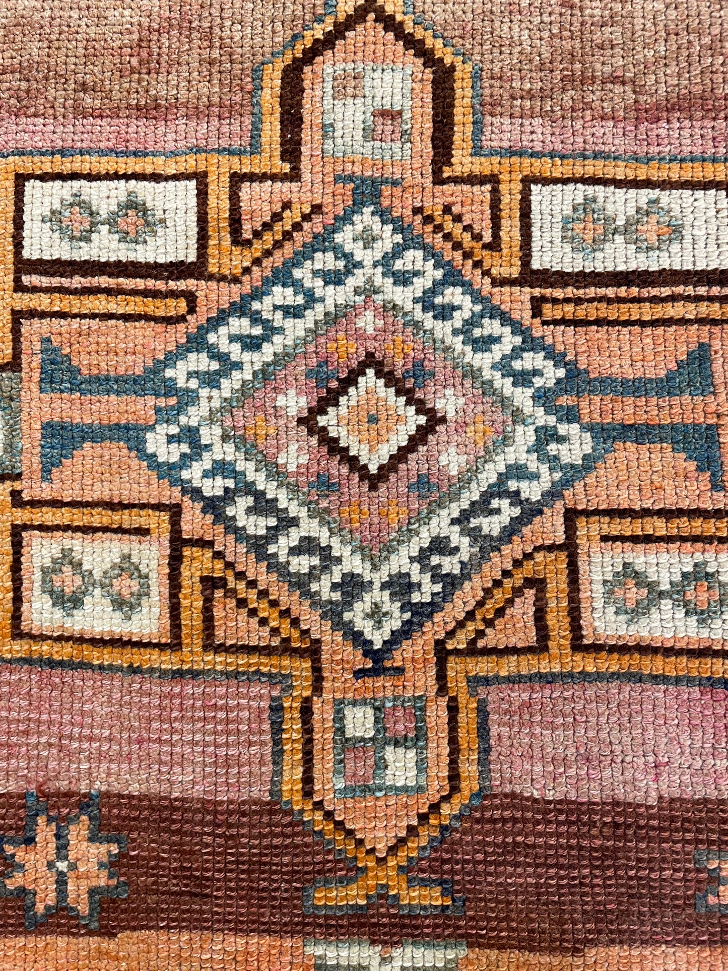 Hand-Knotted Wool Runner Turkish Oushak 3'5" x 12'