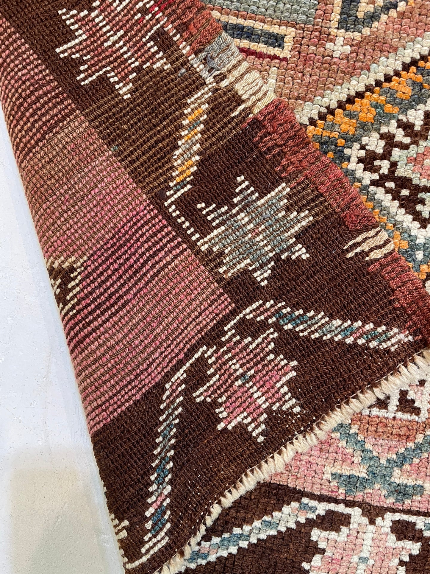 Hand-Knotted Wool Runner Turkish Oushak 3'5" x 12'