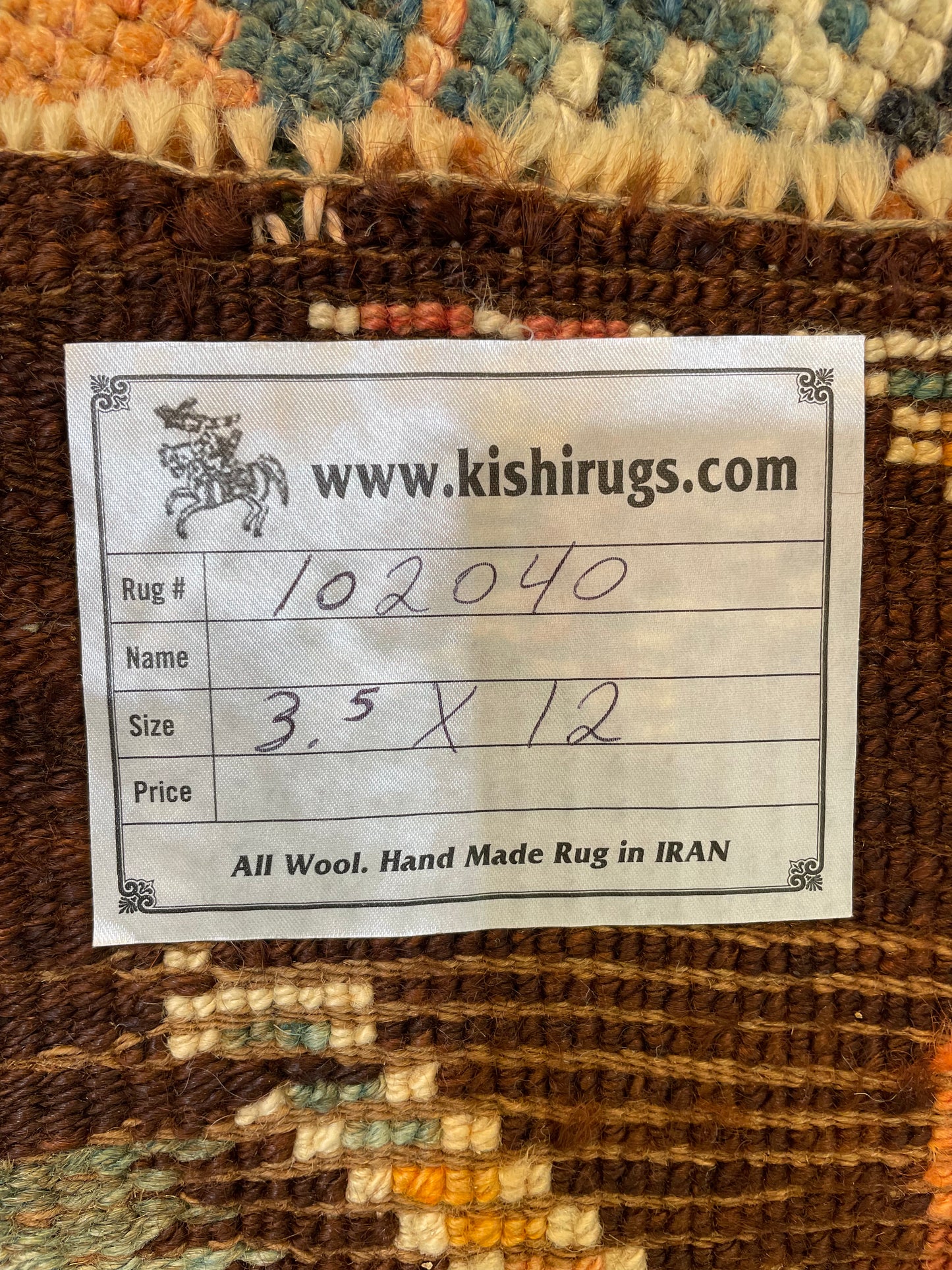 Hand-Knotted Wool Runner Turkish Oushak 3'5" x 12'