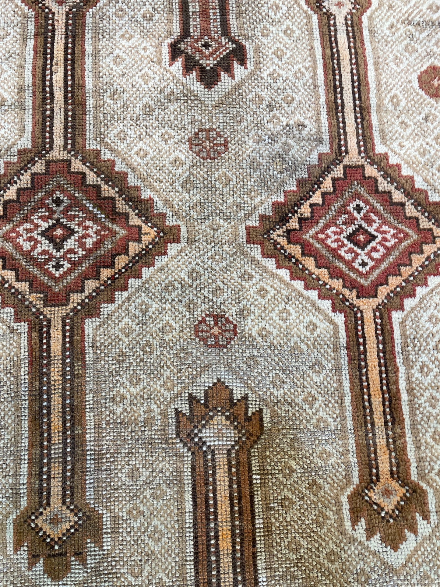 Hand-Knotted Wool Runner Turkish Oushak 3'7" x 12'1"