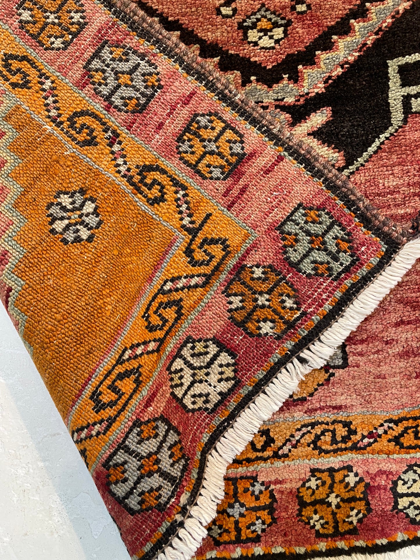 Hand-Knotted Wool Runner Turkish Oushak 3'9" x 12'2"