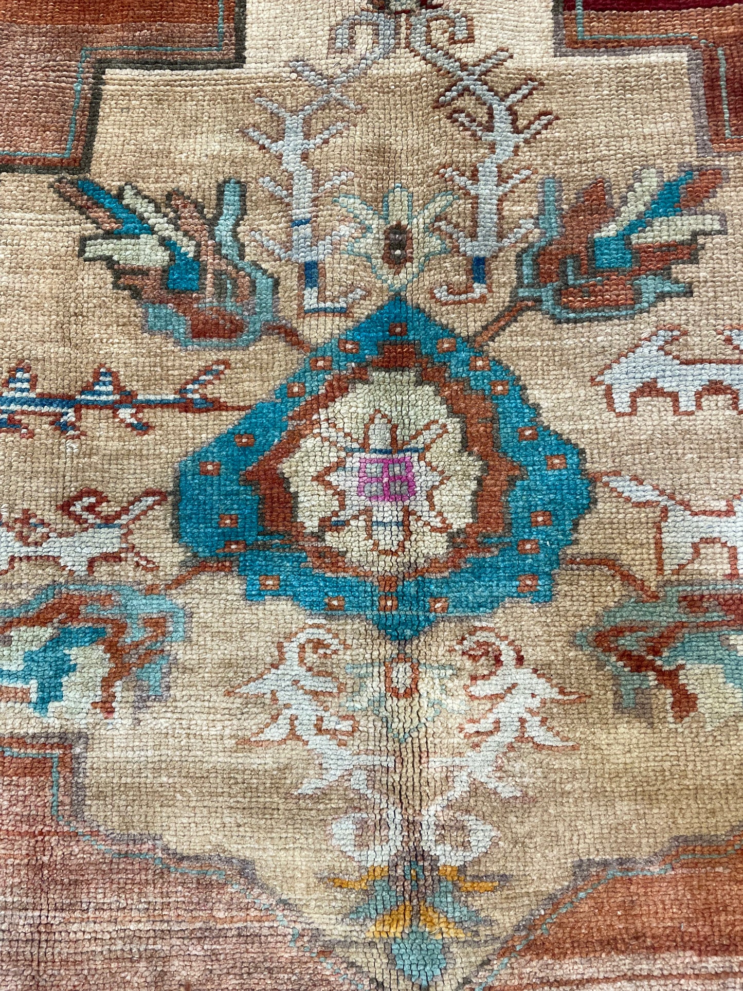 Hand-Knotted Wool Galery Size Turkish Oushak 4'6" x 8'6"