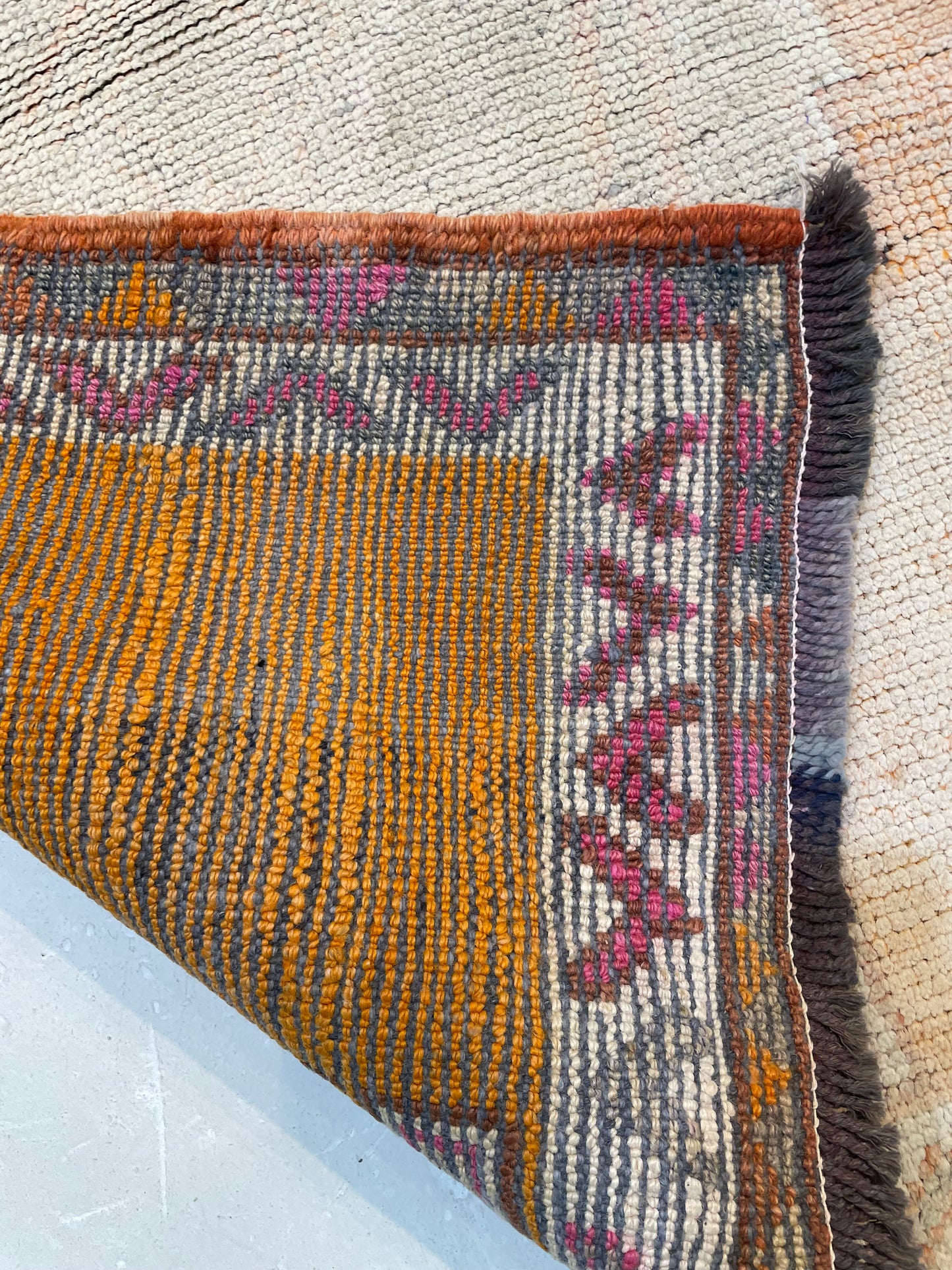 Hand-Knotted Wool Runner Turkish Oushak 2'11" x 13'2"