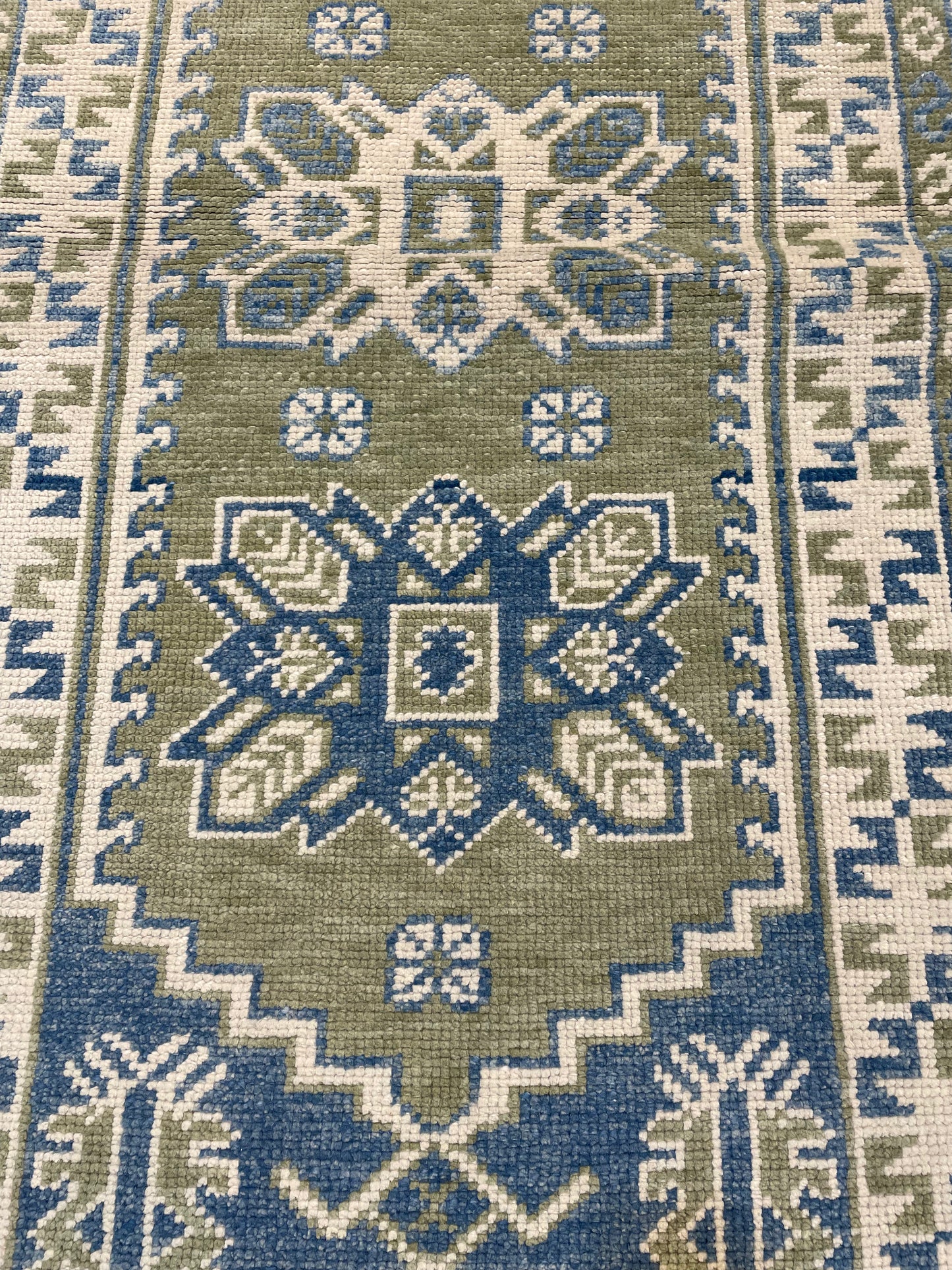 Hand-Knotted Wool Runner Turkish Oushak 2'10" x 6'9"