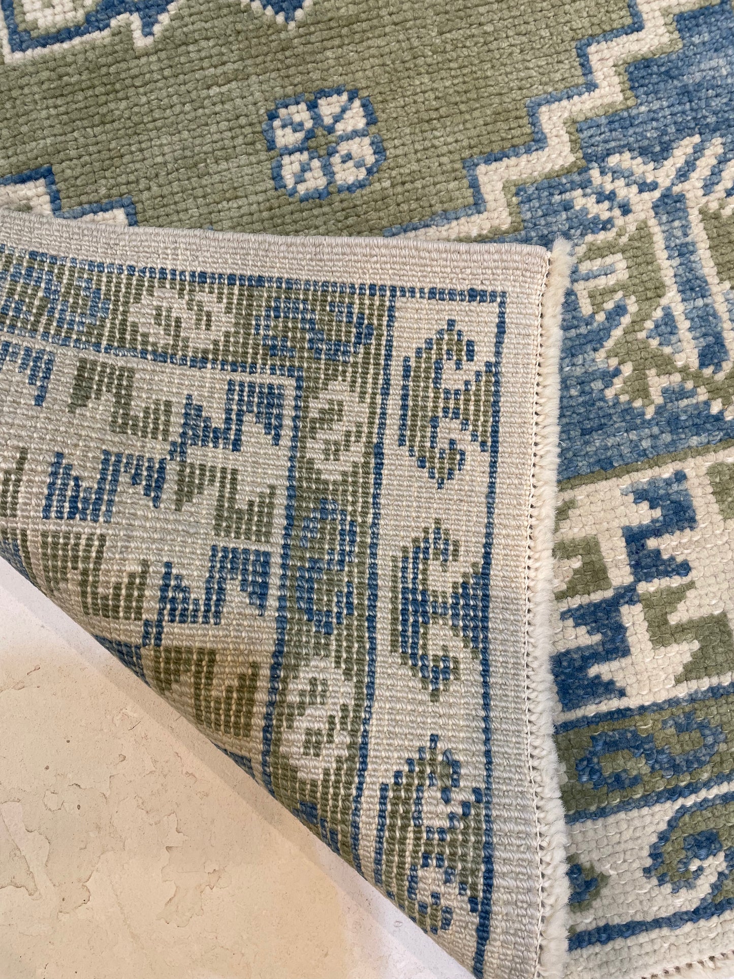 Hand-Knotted Wool Runner Turkish Oushak 2'10" x 6'9"