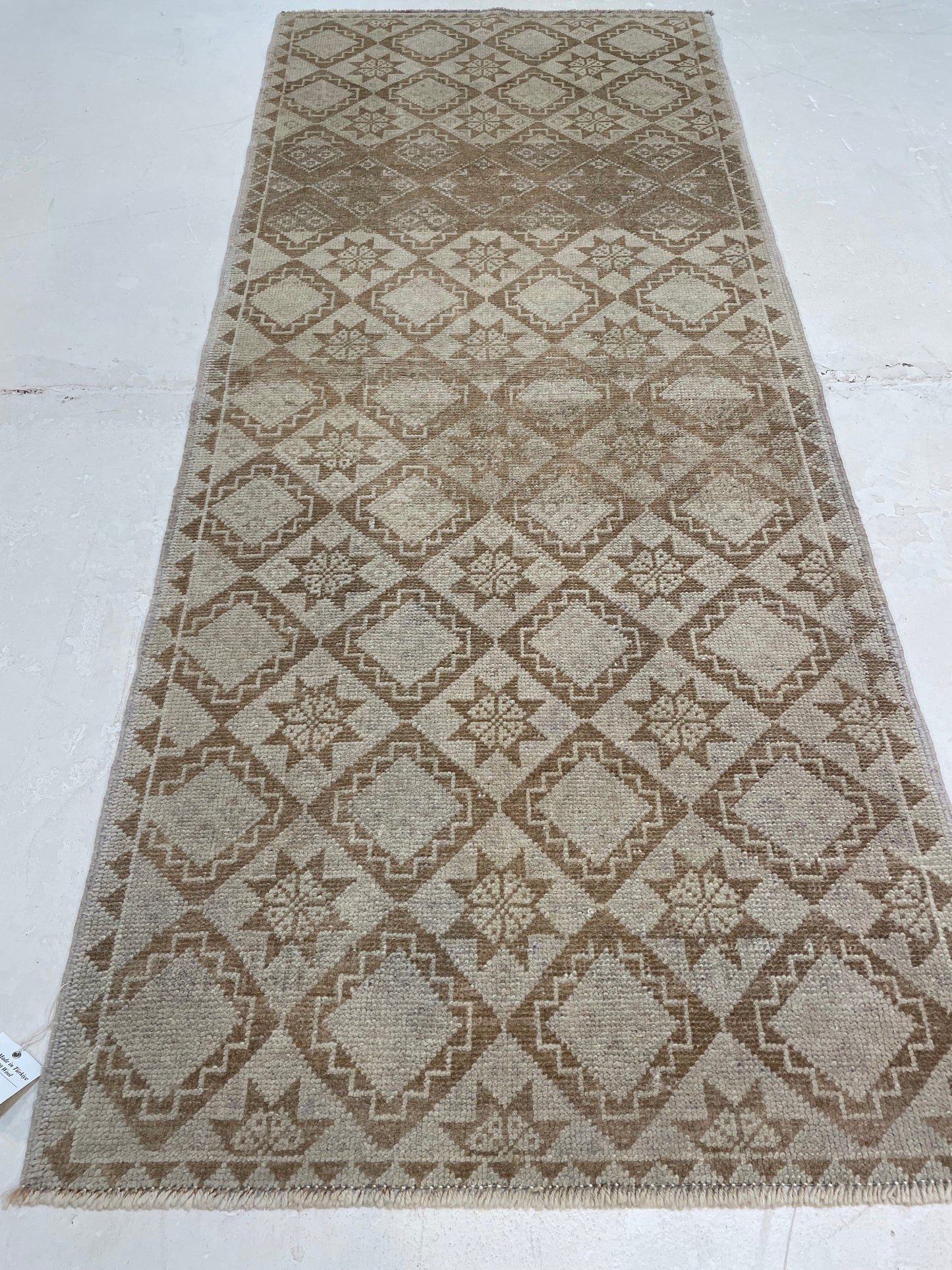 Hand-Knotted Wool Runner Turkish Oushak 3' x 6'4"