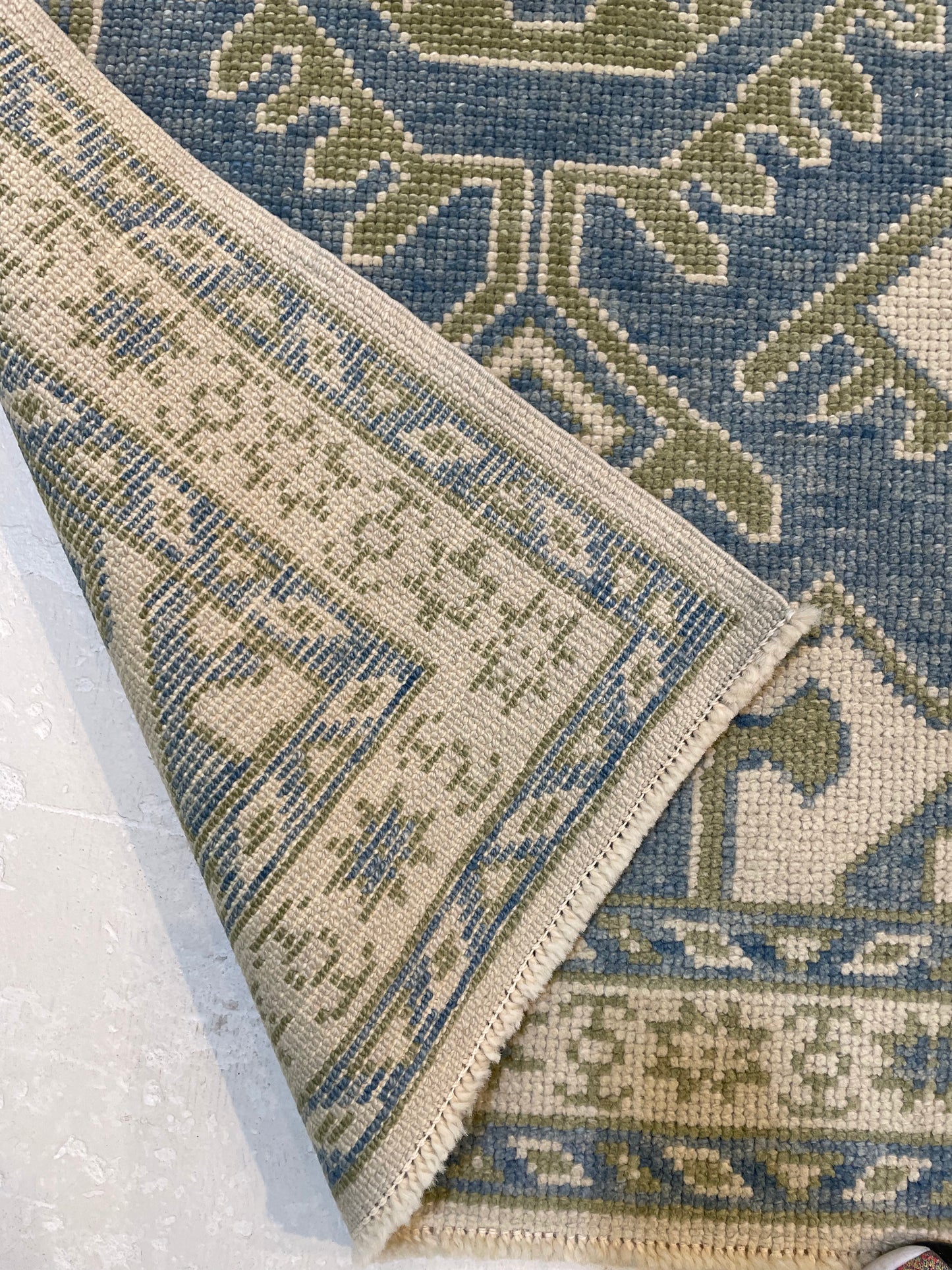 Hand-Knotted Wool Runner Turkish Oushak 2'10" x 8'1"