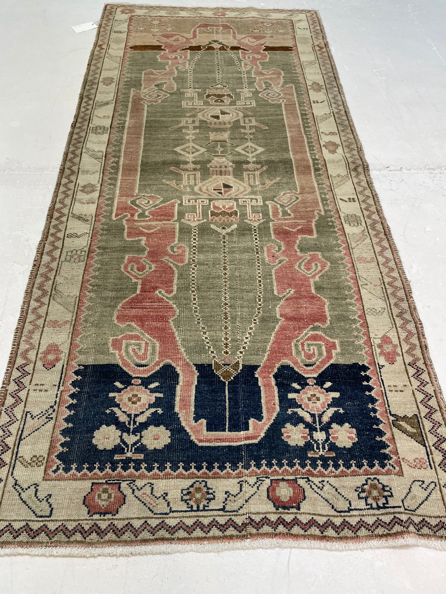 Hand-Knotted Wool Runner Turkish Oushak 2'11" x 6'5"