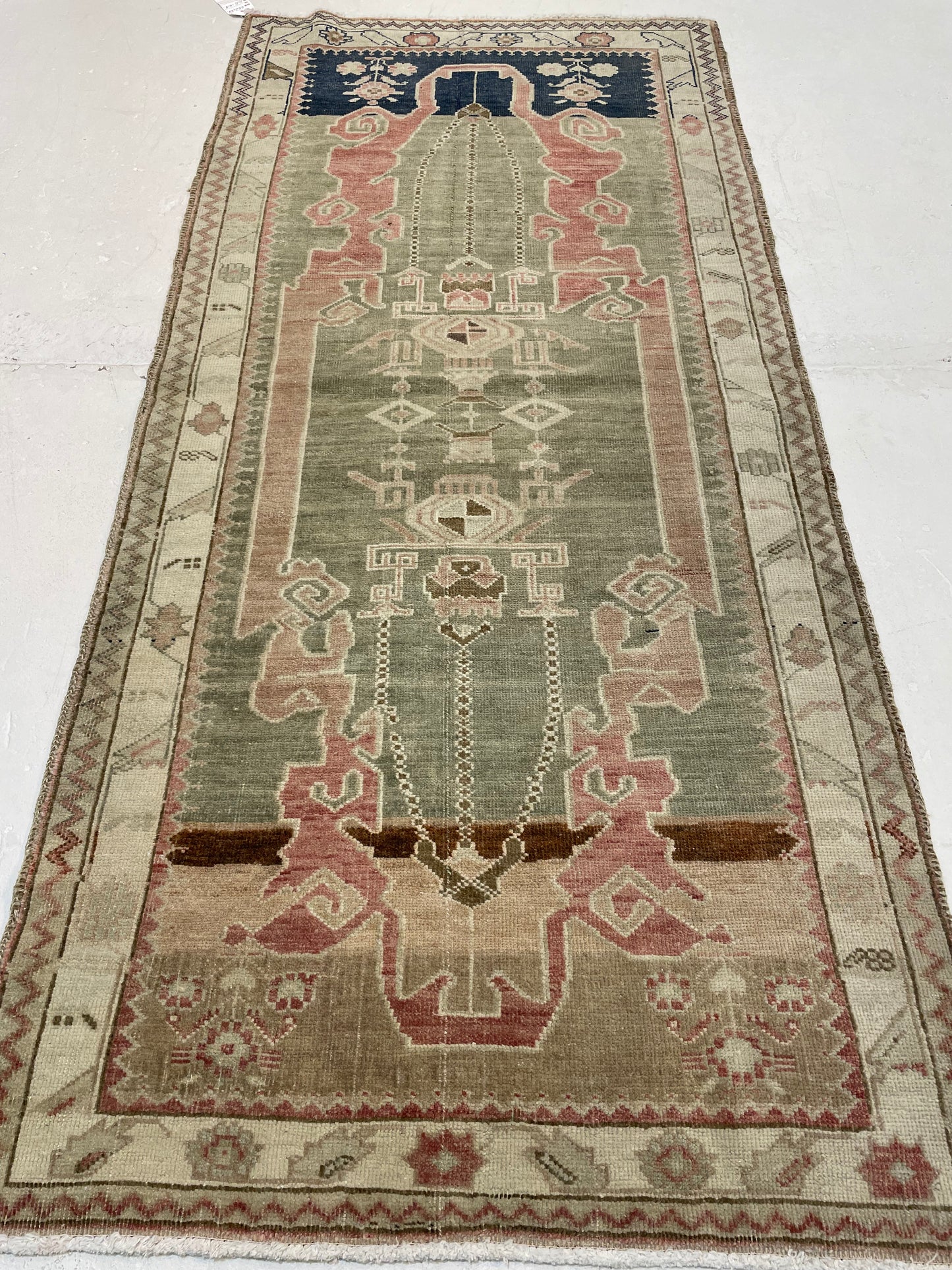 Hand-Knotted Wool Runner Turkish Oushak 2'11" x 6'5"