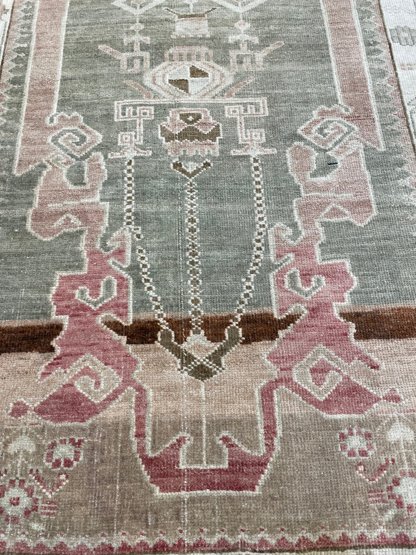 Hand-Knotted Wool Runner Turkish Oushak 2'11" x 6'5"