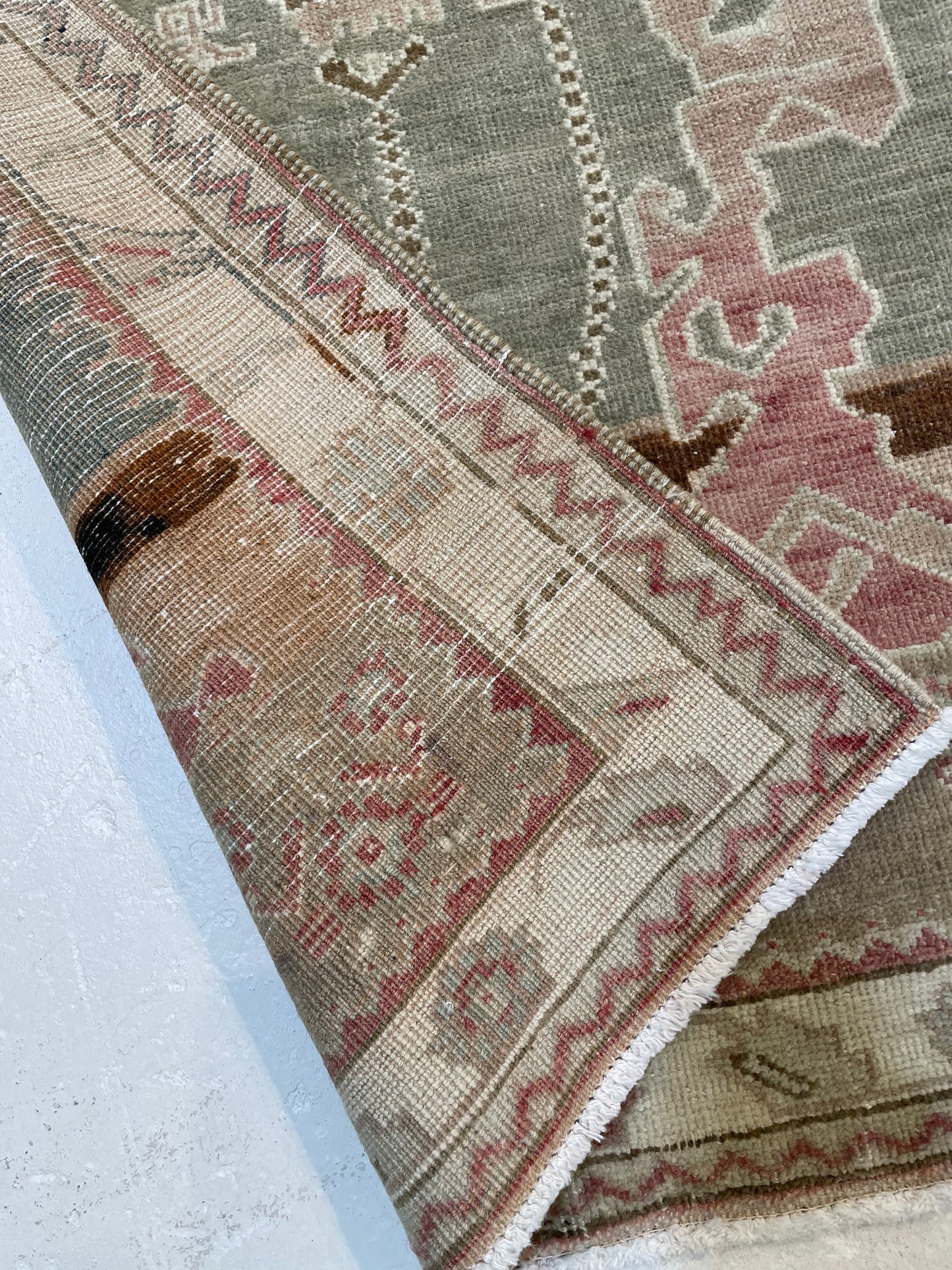 Hand-Knotted Wool Runner Turkish Oushak 2'11" x 6'5"