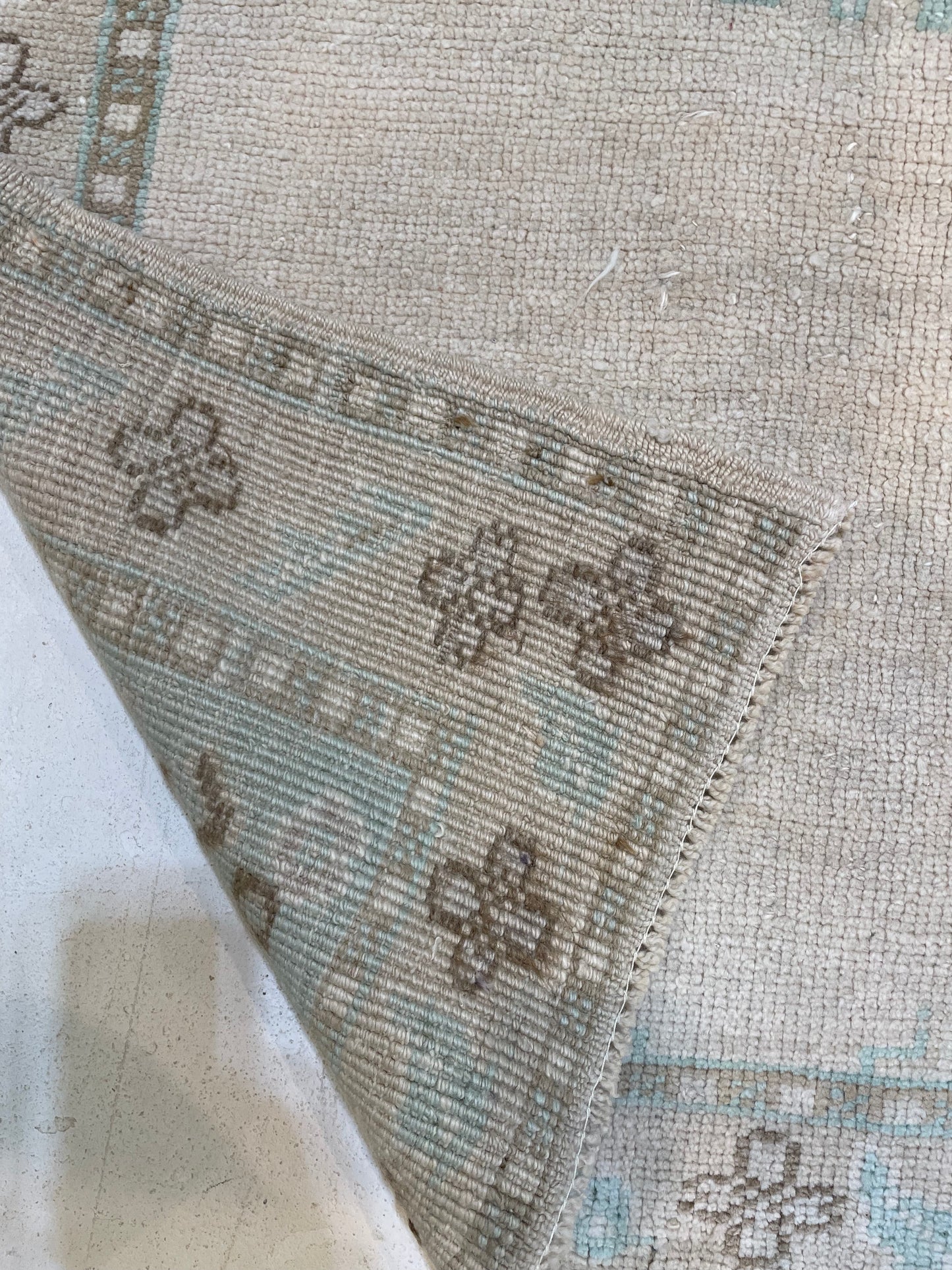 Hand-Knotted Wool Runner Turkish Oushak 3' x 6'