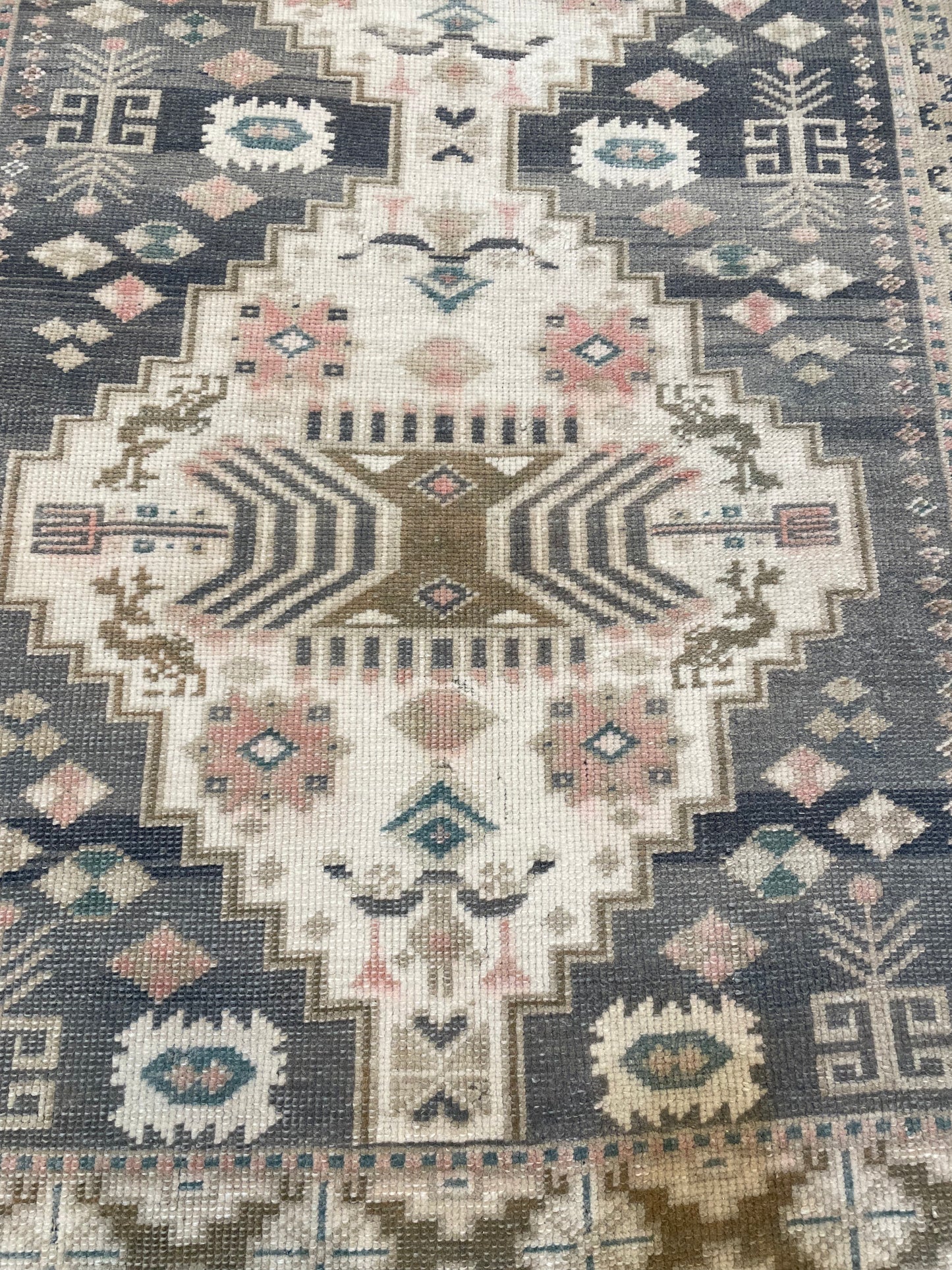 Hand-Knotted Wool Runner Turkish Oushak 3' x 7'1"