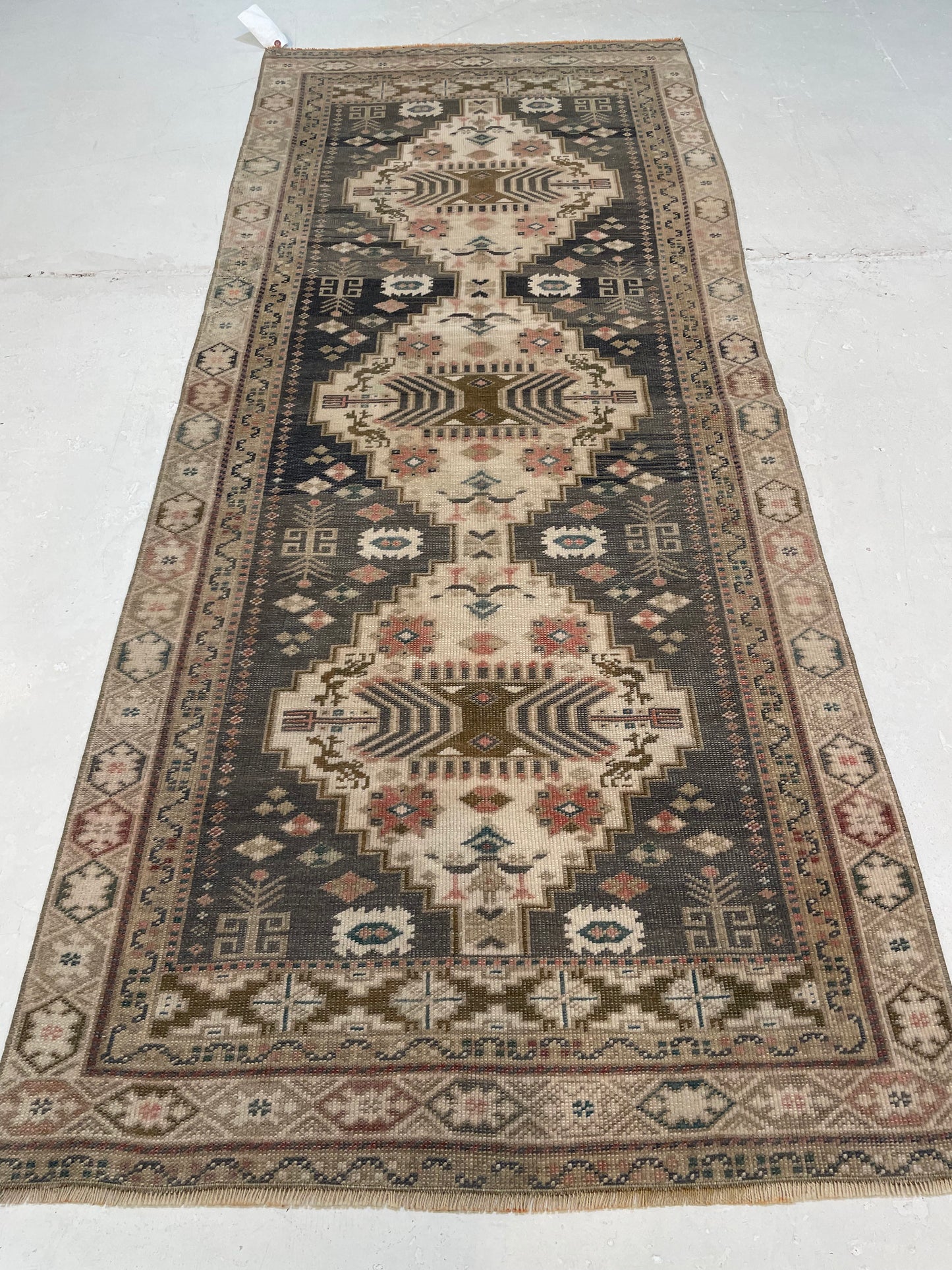 Hand-Knotted Wool Runner Turkish Oushak 3' x 7'1"