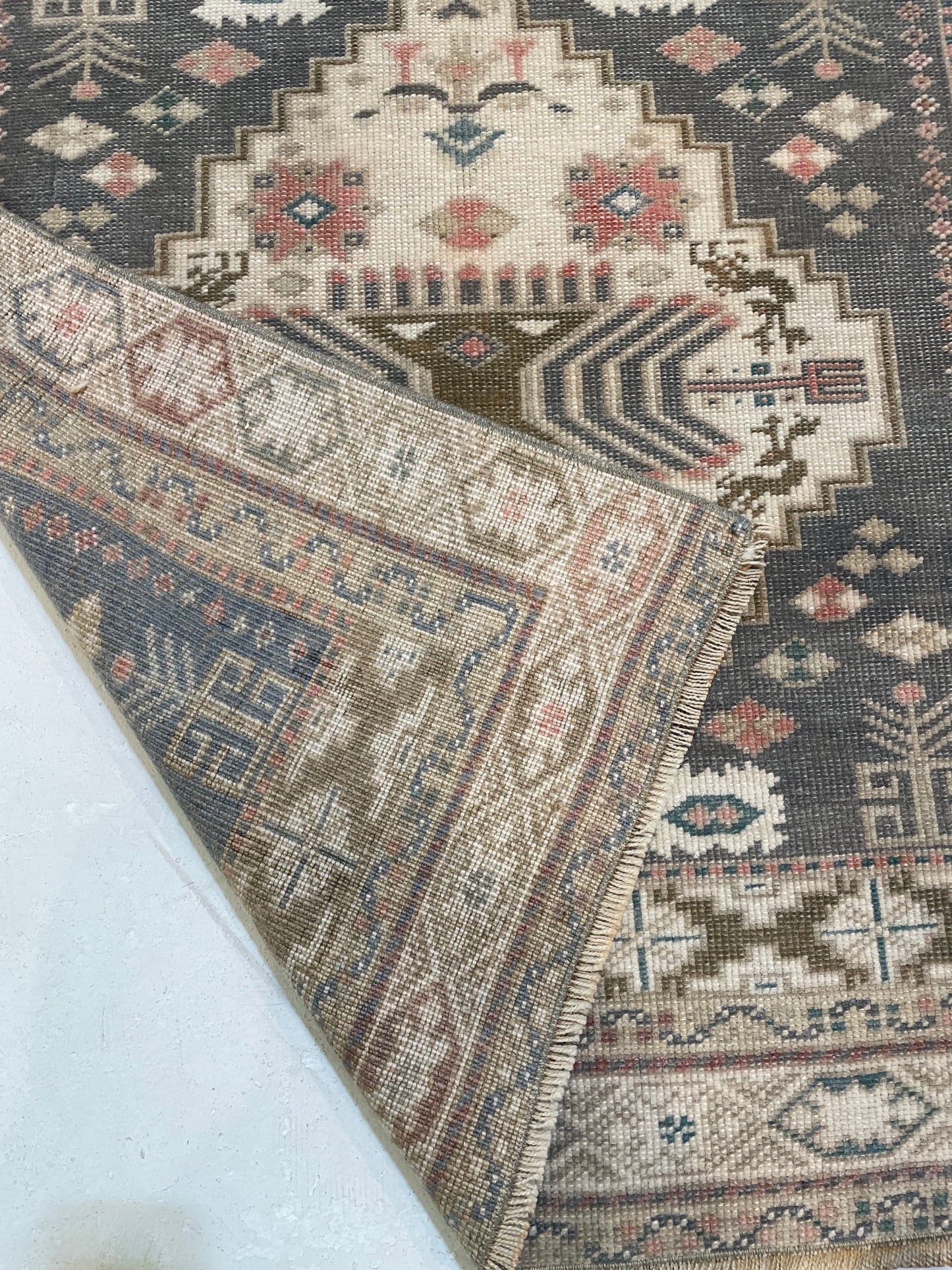 Hand-Knotted Wool Runner Turkish Oushak 3' x 7'1"