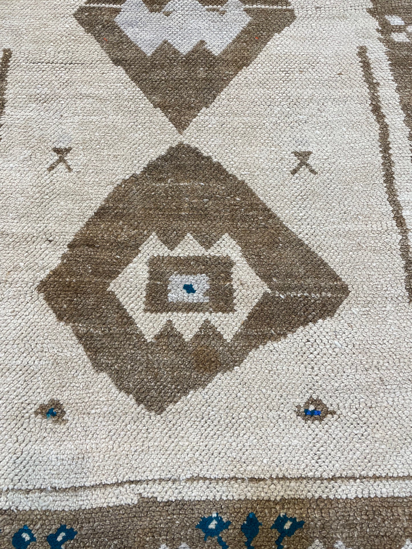 Hand-Knotted Wool Runner Turkish Oushak 2'10" x 8'4"