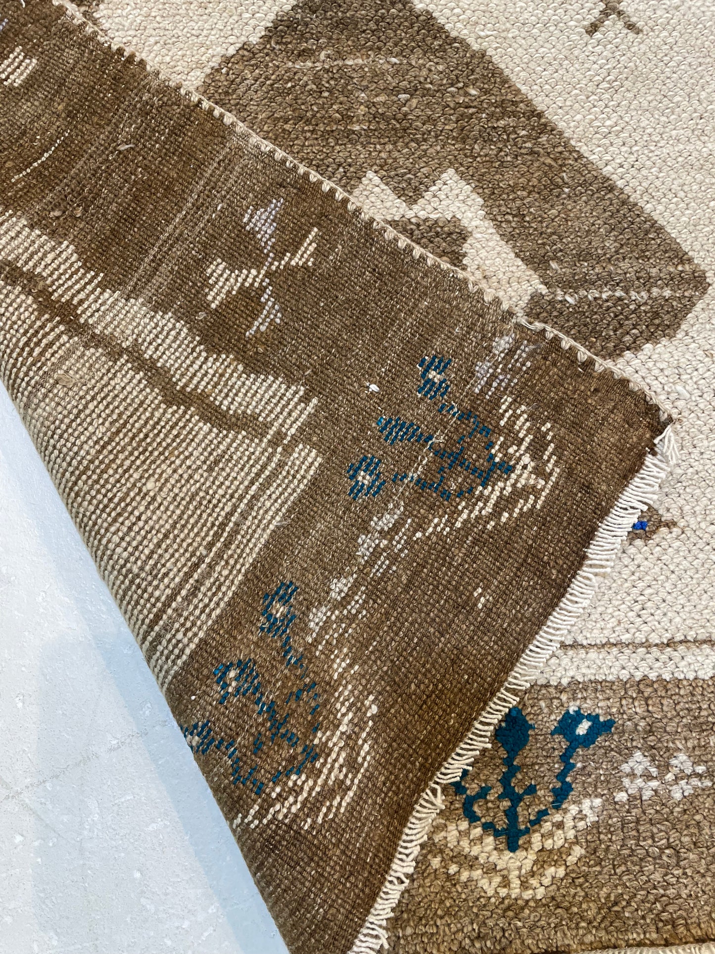 Hand-Knotted Wool Runner Turkish Oushak 2'10" x 8'4"