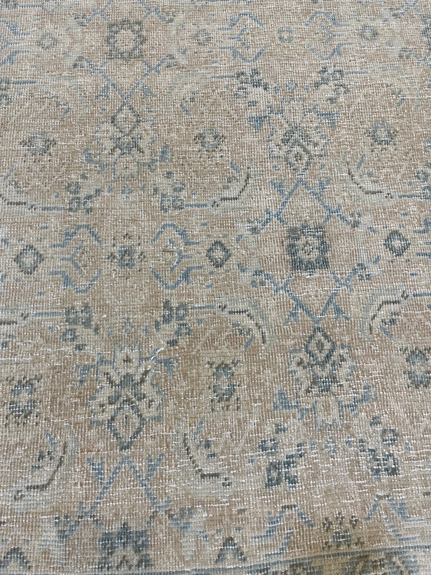 Hand-Knotted Wool Runner Turkish Oushak 3' x 9'11"