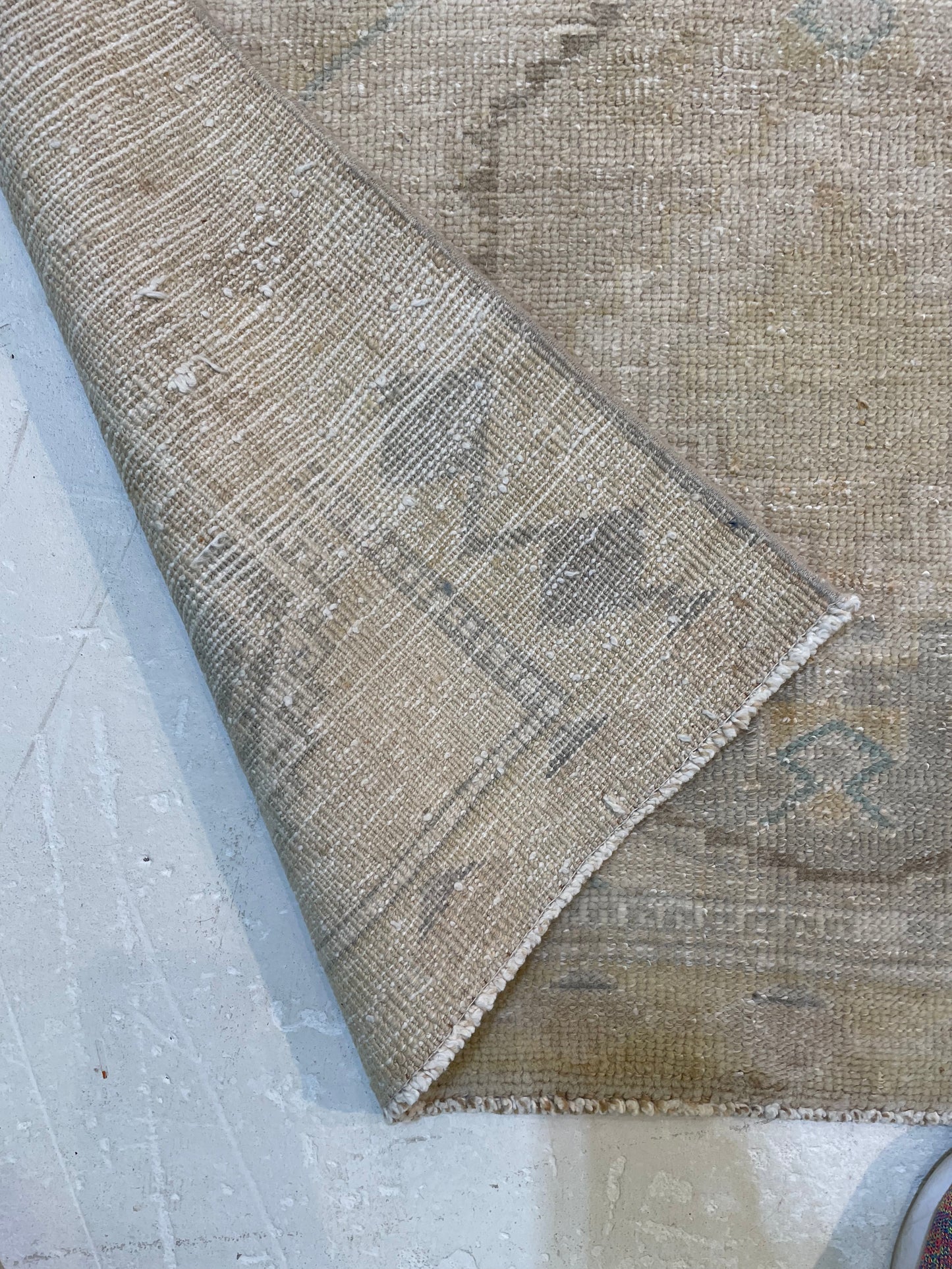 Hand-Knotted Wool Runner Turkish Oushak 3'10" x 11'4"