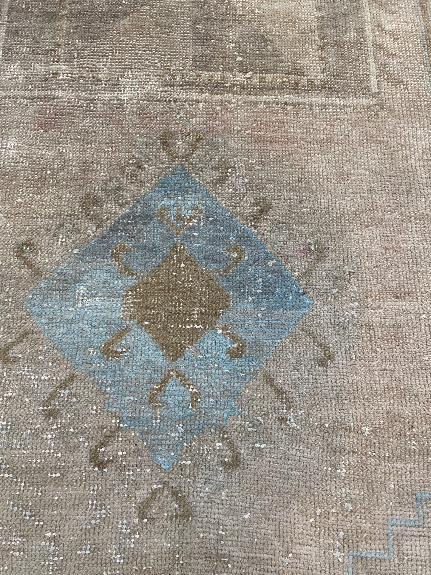 Hand-Knotted Wool Runner Turkish Oushak 2'11" x 9'6"