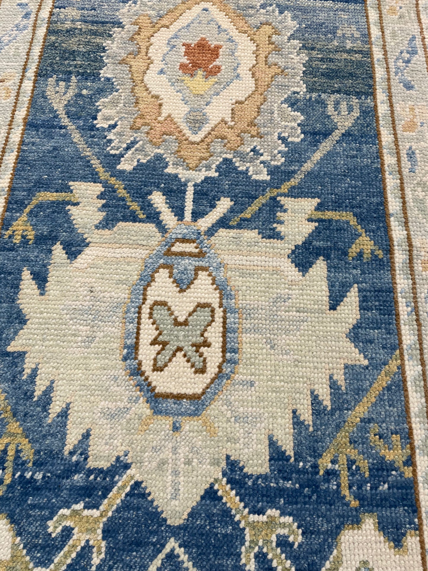 Hand-Knotted Wool Runner Turkish Oushak 2'10" x 12'4"