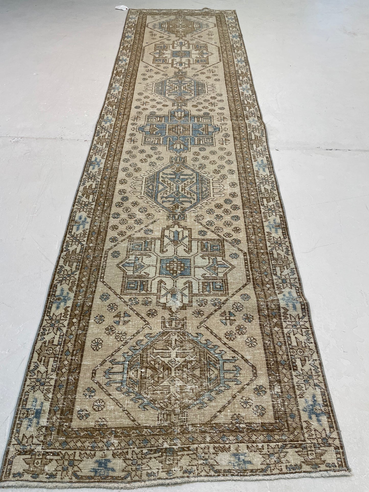 Hand-Knotted Wool Runner Turkish Oushak 2'10" x 10'11"