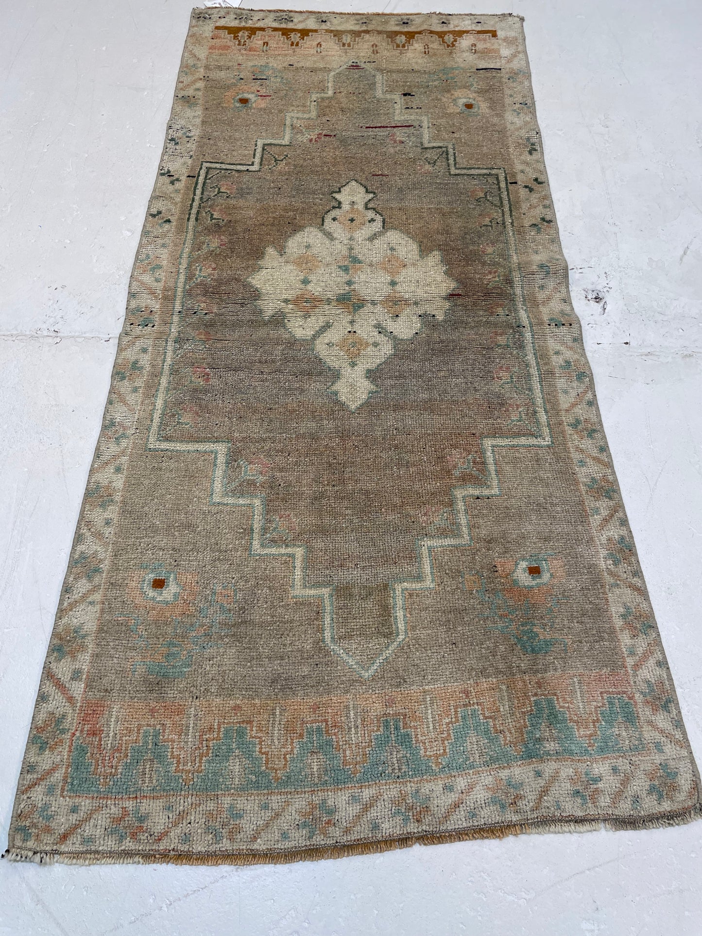 Hand-Knotted Wool Runner Turkish Oushak 2'4" x 5'4"