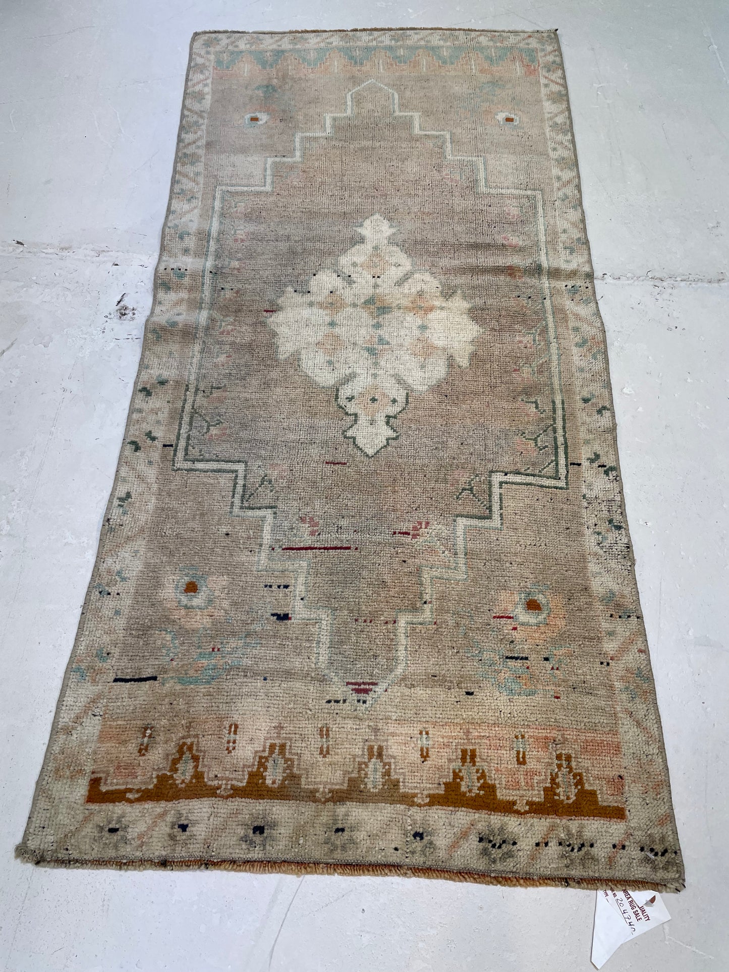 Hand-Knotted Wool Runner Turkish Oushak 2'4" x 5'4"