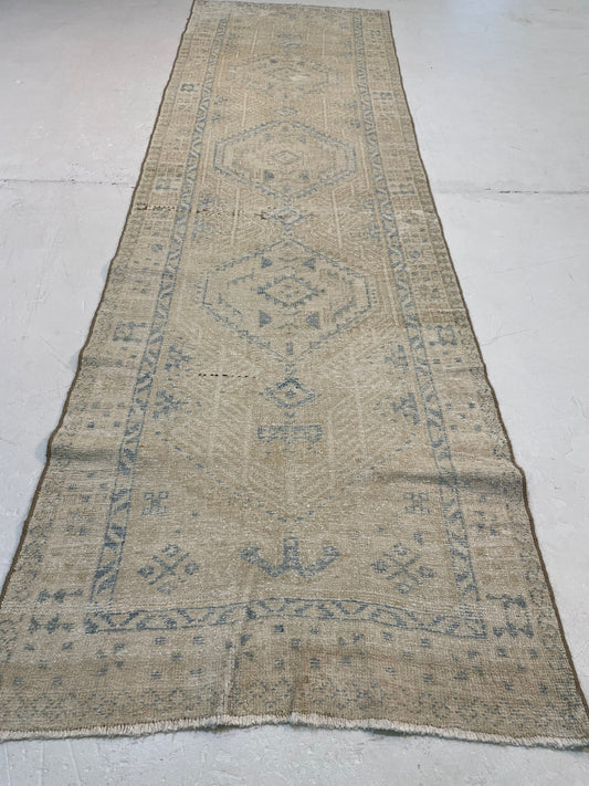 Hand-Knotted Wool Runner Turkish Oushak 2'10" x 13'5"