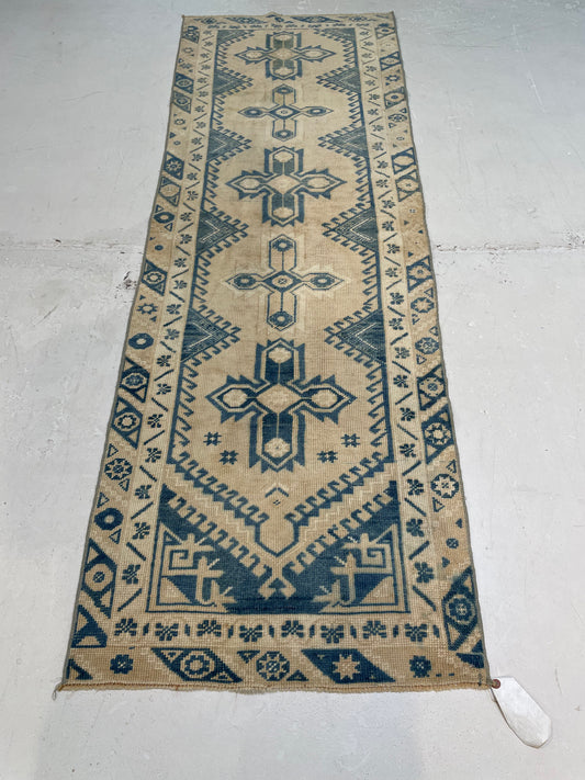 Hand-Knotted Wool Runner Turkish Oushak 2'3" x 7'