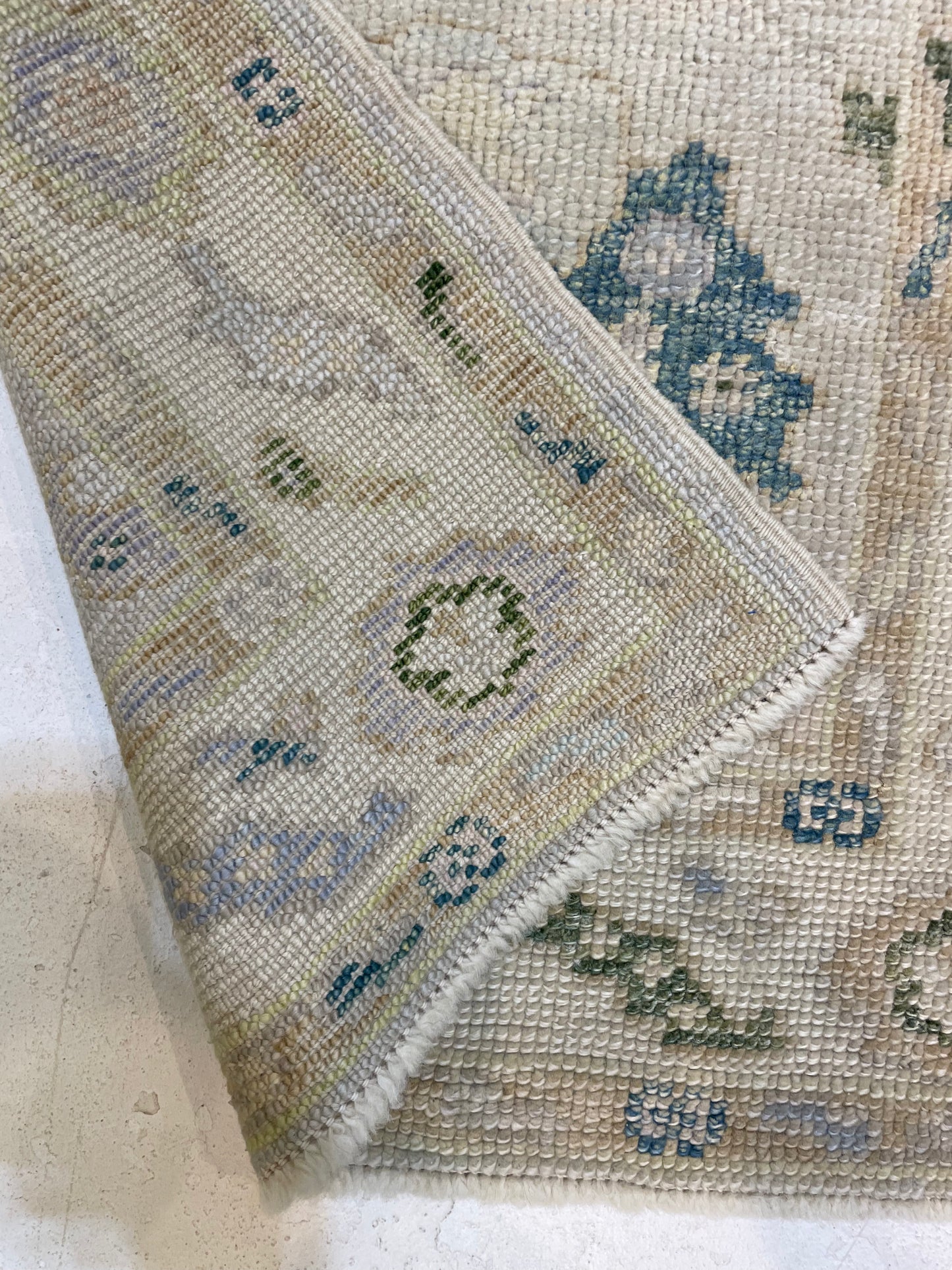 Hand-Knotted Wool Runner Turkish Oushak 2'3" x 5'7"