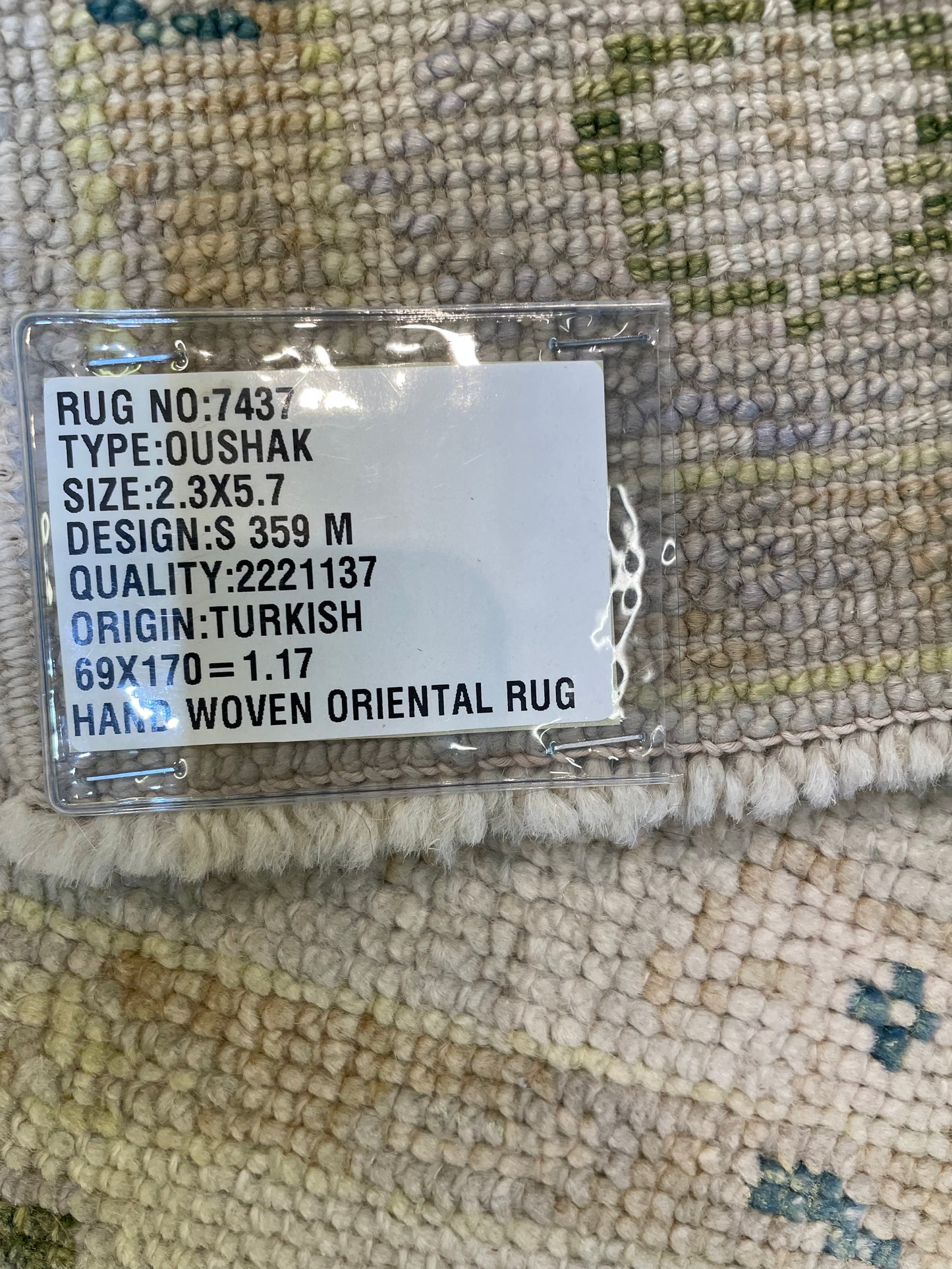 Hand-Knotted Wool Runner Turkish Oushak 2'3" x 5'7"