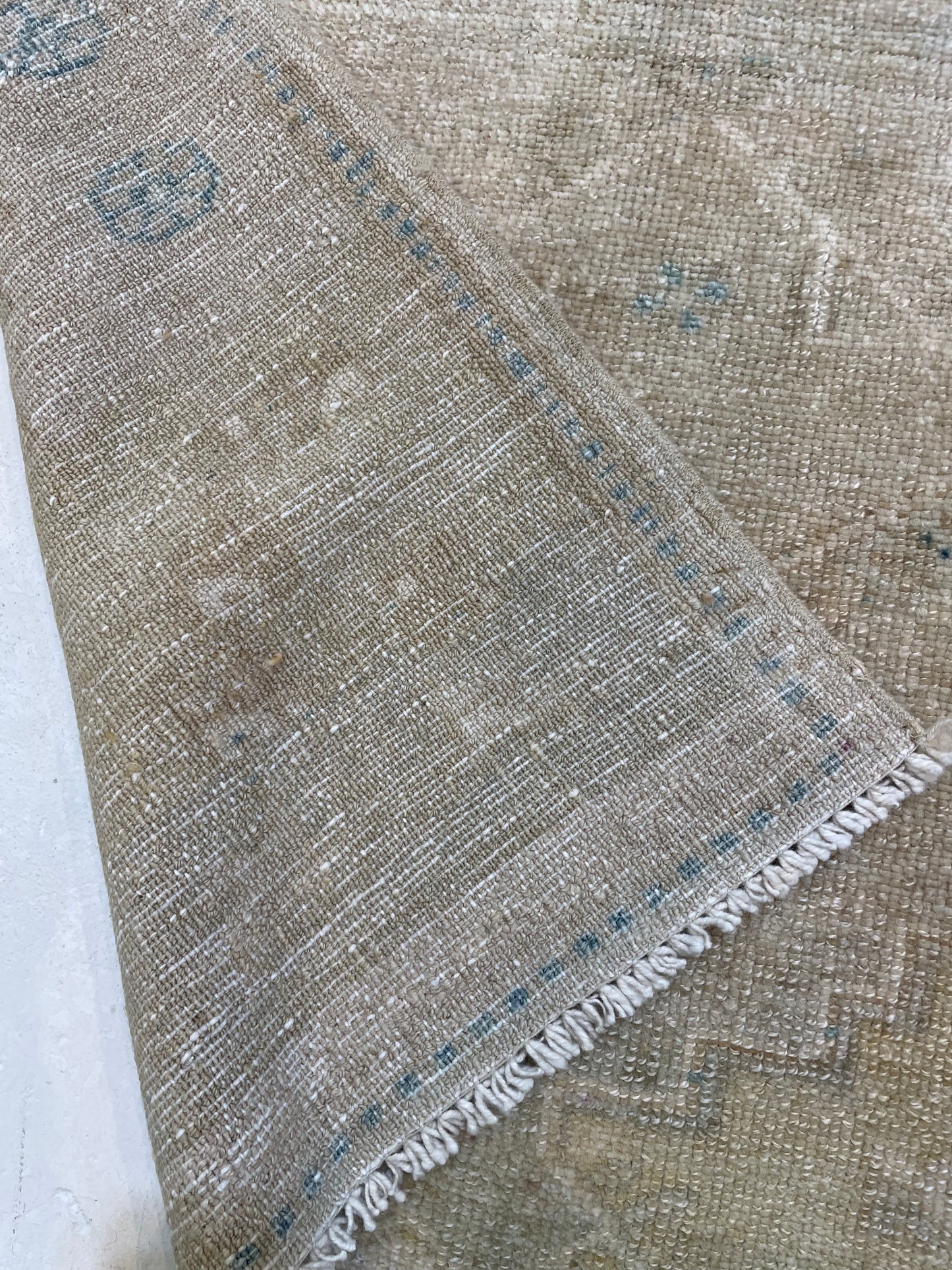 Hand-Knotted Wool Runner Turkish Oushak 2'11" x 11'