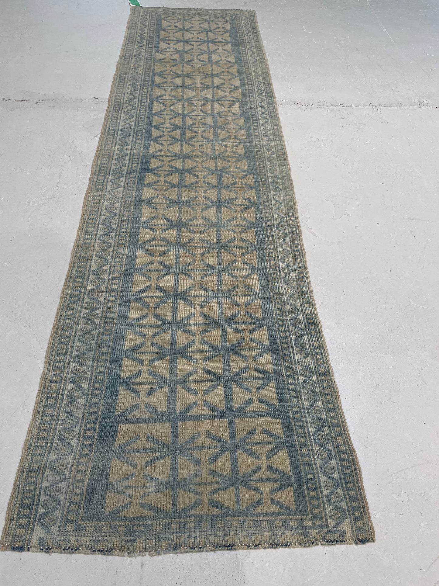 Hand-Knotted Wool Runner Turkish Oushak 2'1" x 11'3"