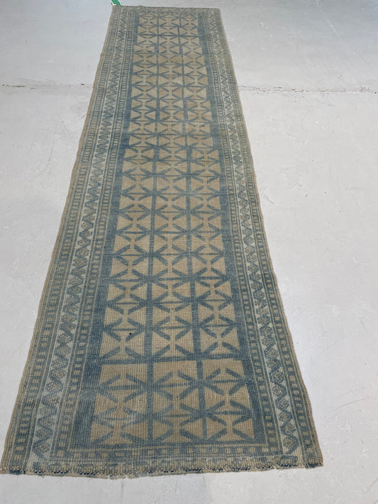 Hand-Knotted Wool Runner Turkish Oushak 2'1" x 11'3"