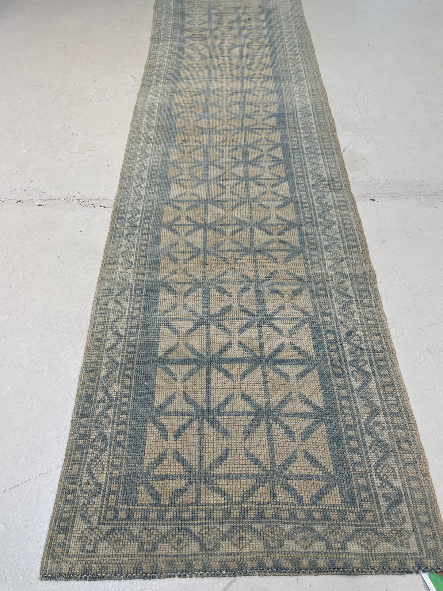 Hand-Knotted Wool Runner Turkish Oushak 2'1" x 11'3"