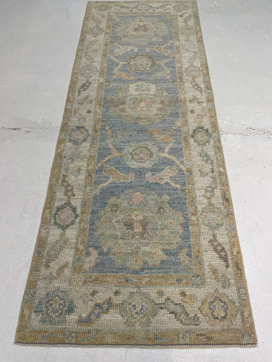 Hand-Knotted Wool Runner Turkish Oushak 2'2" x 5'11"