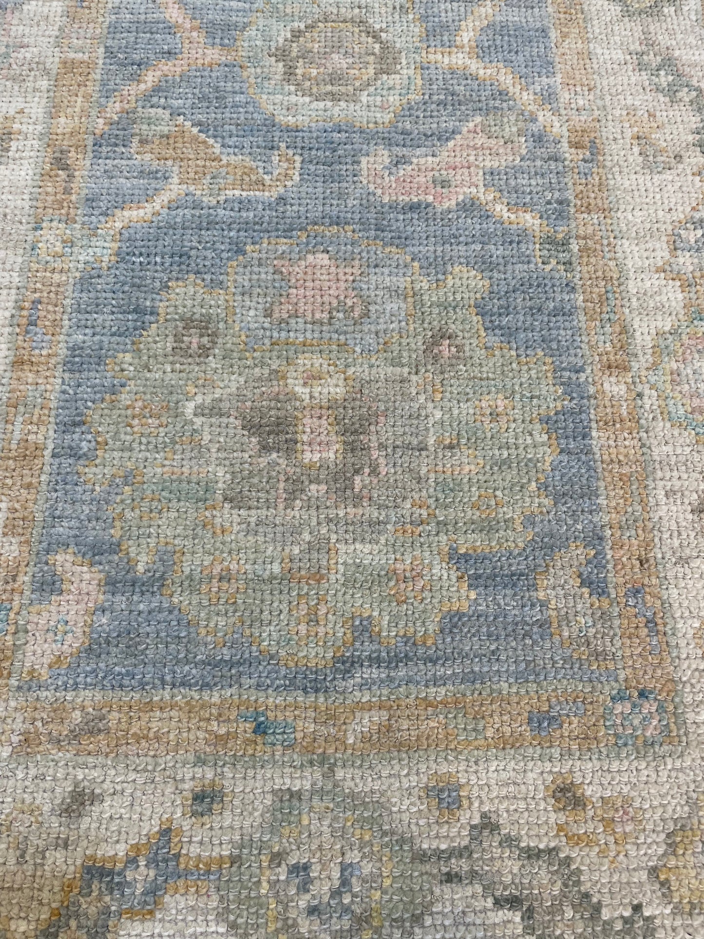 Hand-Knotted Wool Runner Turkish Oushak 2'2" x 5'11"