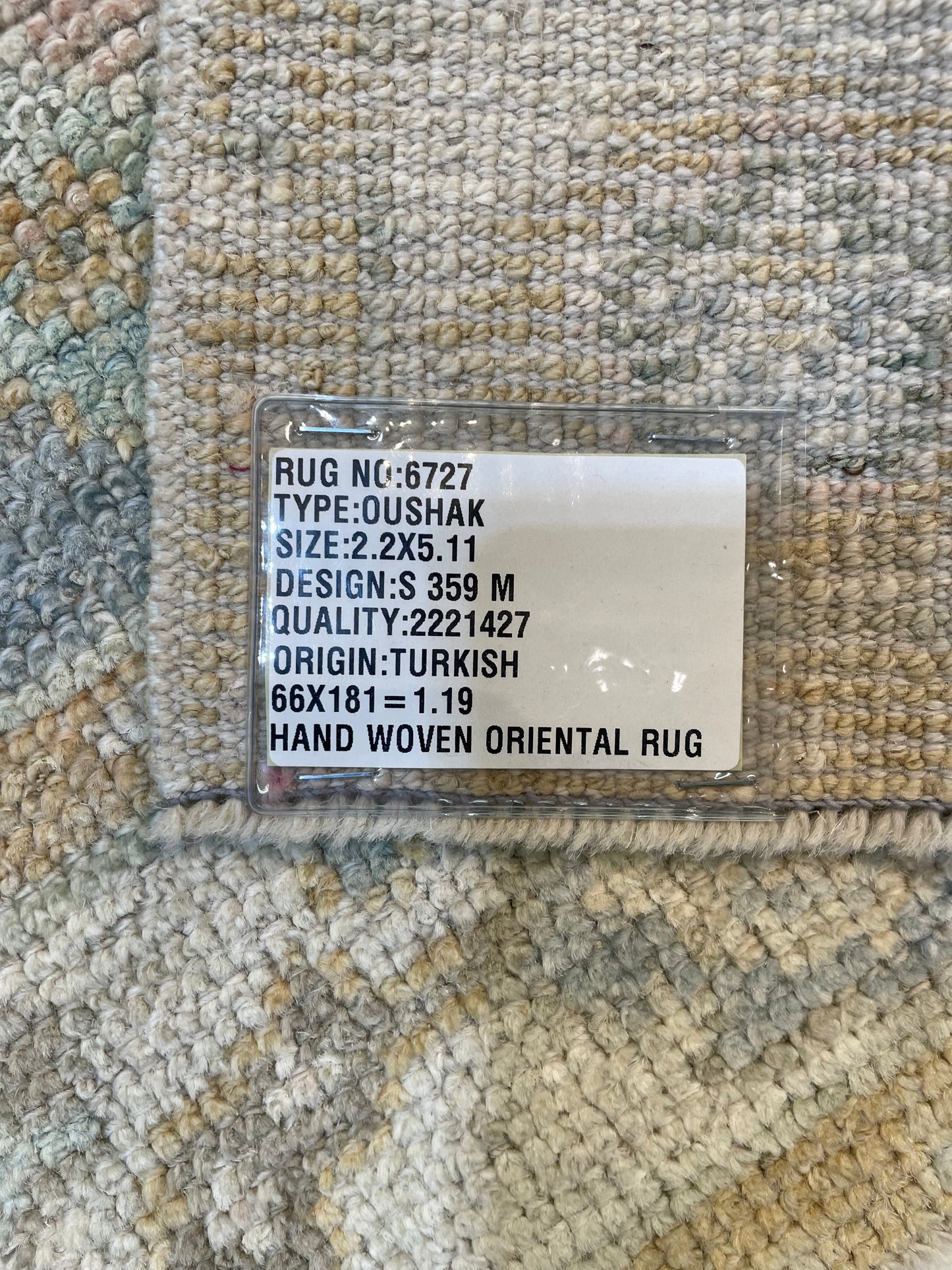 Hand-Knotted Wool Runner Turkish Oushak 2'2" x 5'11"