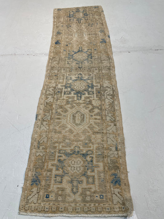 Hand-Knotted Wool Runner Turkish Oushak 1'11" x 6'
